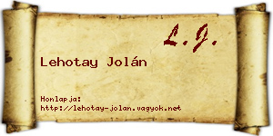 Lehotay Jolán névjegykártya