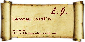 Lehotay Jolán névjegykártya